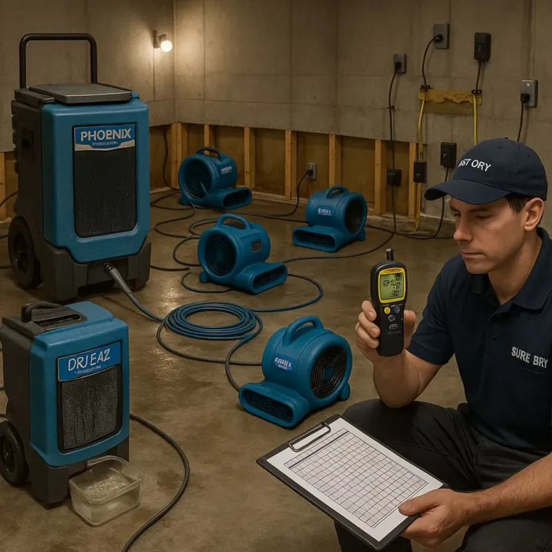 Structural Drying and Dehumidification process in Dos Palos, CA
